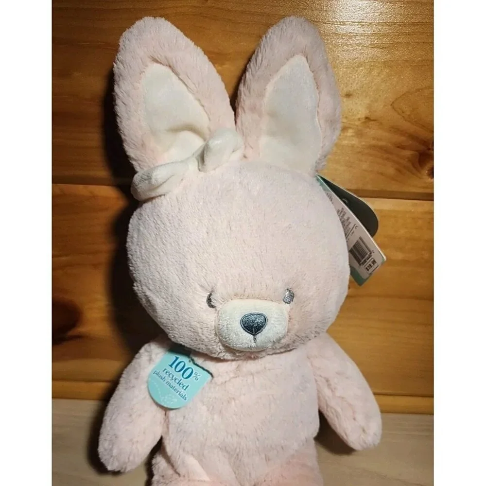 Baby GUND Roise Pink Bunny Plush White with Bow Stuffed Animal